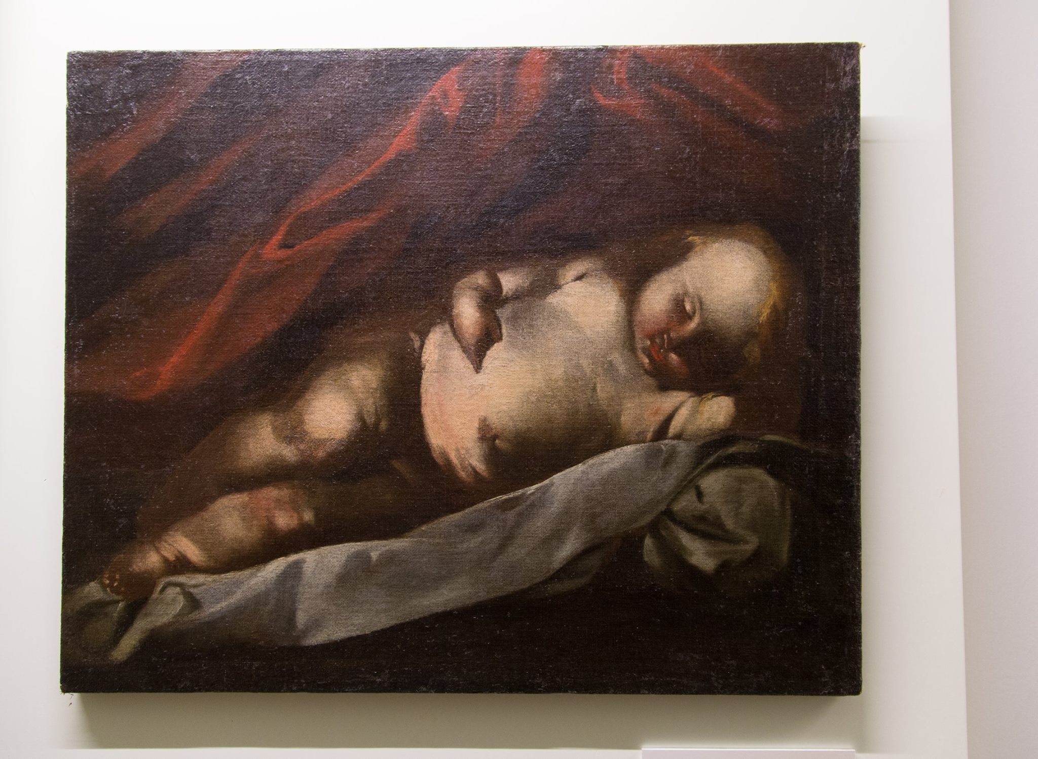 Antonio De Bellis (copia da) "Putto Dormiente" olio su tela, 60x74 cm  Tratto dal dipinto di Antonio De Bellis, è stato realizzato nella metà del XVII secolo.