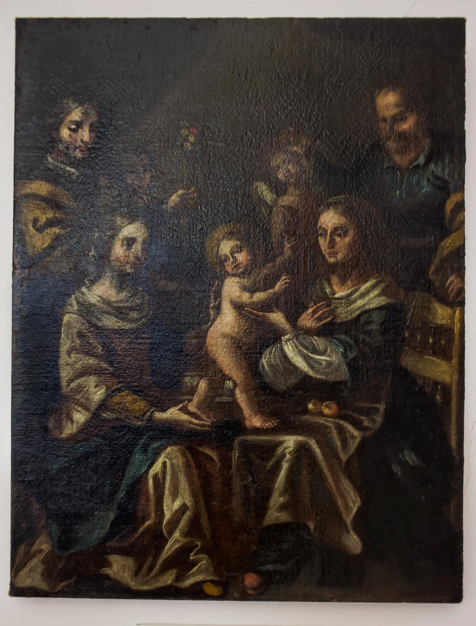 Ignoto pittore meridionale della seconda metà del XVIII secolo "Sacra Famiglia con S.Anna e S.Gioacchino" olio su tela, 57x44 cm  Si tratta di una copia del dipinto di analogo soggetto di Fra Giacomo da S. Vito, custodito nella chiesa di San Francesco D'Assisi, che in origine era collocato nella terza cappella a sinistra, oggi sull'altra maggiore. La data dell'opera si colloca tra 1750 e 1760.