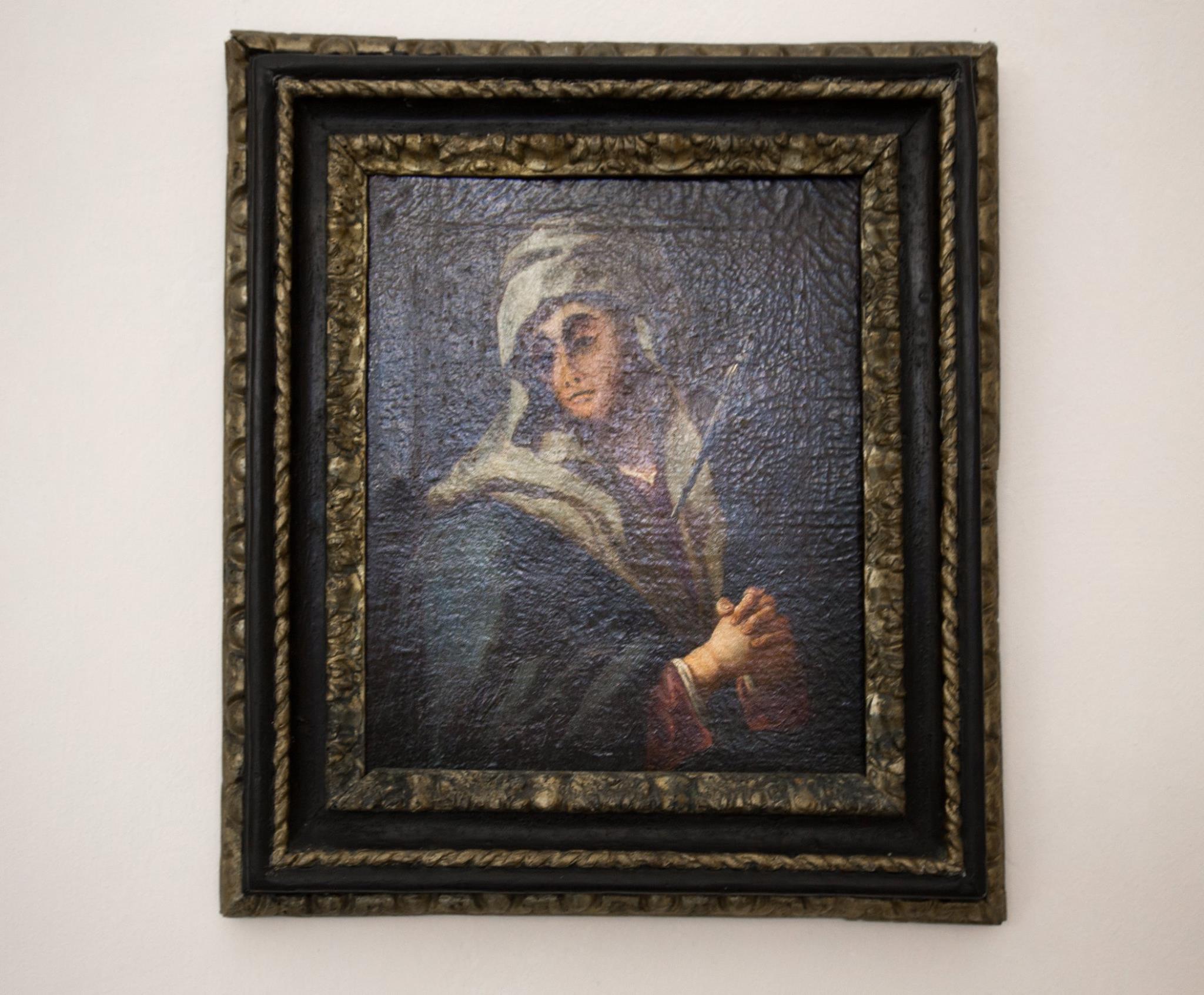 Ignoto pittore meridionale del XVIII secolo "Madonna Addolorata" olio su tela, 25x21 cm  Ascrivibile ad ignoto pittore meridionale del XVIII secolo, dimostra di aver sofferto quanto a vicende conservative.